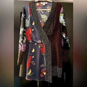 Diane Von Furstenberg Silk Faux Wrap Mini Dress